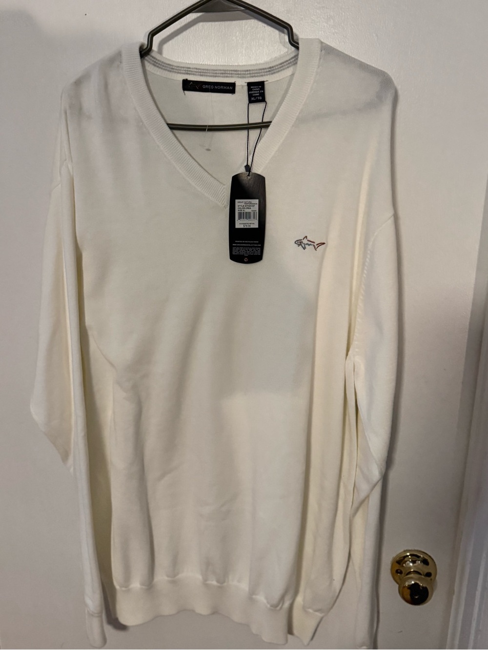Greg Norman White V-Neck Sweater